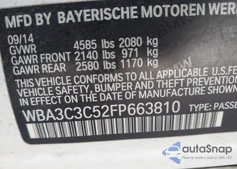 2015 BMW 320I xDrive z USA, uszkodzony, nr VIN WBA3C3C52FP663810